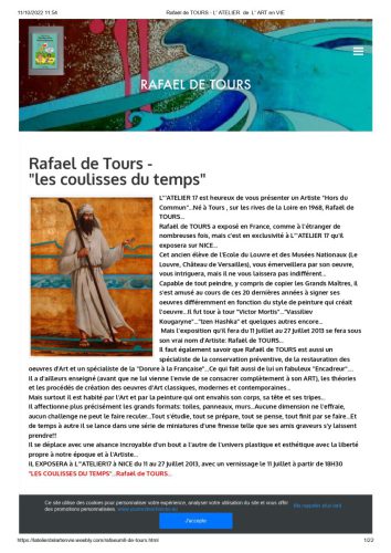 L'Atelier de l'Art en Vie, commissaire expo Mme Sylvette Cohen - Nice 2013